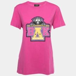 Balmain X Beyonce Pink Cotton Logo T-Shirt S