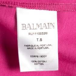 Balmain X Beyonce Pink Cotton Logo T-Shirt S