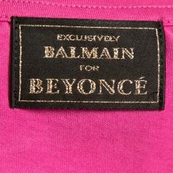 Balmain X Beyonce Pink Cotton Logo T-Shirt S