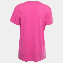 Balmain X Beyonce Pink Cotton Logo T-Shirt S