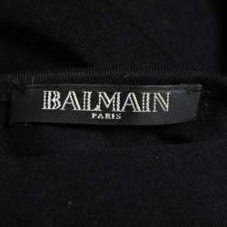 Pre Owned Balmain Black Cotton Logo Printed Sleeveless Top S