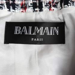Balmain Black & Red Tweed Button Embellished Jacket M