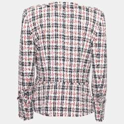 Balmain Black & Red Tweed Button Embellished Jacket M