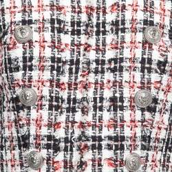 Balmain Black & Red Tweed Button Embellished Jacket M