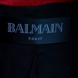 Balmain Red Jacquard Double-Breasted Blazer M