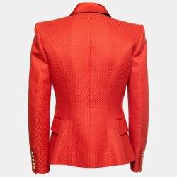 Balmain Red Jacquard Double-Breasted Blazer M