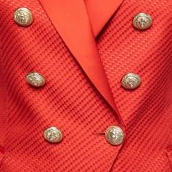 Balmain Red Jacquard Double-Breasted Blazer M