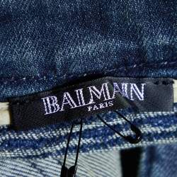 Balmain Blue Denim Moto Biker Jeans M
