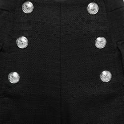Balmain Black Canvas Button Embellished High-Waist Shorts S