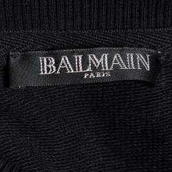 Pre Owned Balmain Black Logo Printed Cotton Sweatshirt M