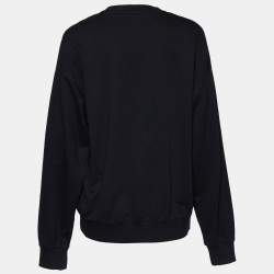 Pre Owned Balmain Black Logo Printed Cotton Sweatshirt M