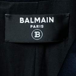 Pre Owned Balmain Dark Blue Crepe Double-Breasted Blazer M
