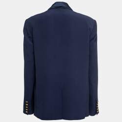Pre Owned Balmain Dark Blue Crepe Double-Breasted Blazer M