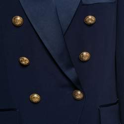 Pre Owned Balmain Dark Blue Crepe Double-Breasted Blazer M