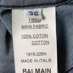 Pre Owned Balmain Blue Faded Effect Denim Pocket Detailed Button Front Sleeveless Shirt S