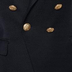 Pre Owned Balmain Black Textured Double Breasted Blazer M