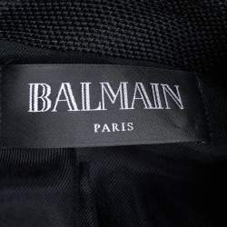 Pre Owned Balmain Black Textured Double Breasted Blazer M