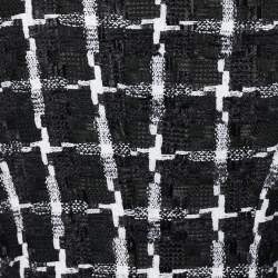Balmain Black Checkered Fringed Boucle Open Front Blazer M