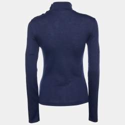 Pre Owned Balmain Navy Blue Wool Knit Turtleneck Sweater M