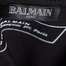 Pre Owned Balmain Black Cotton Knit Metallic Logo Print T-Shirt M