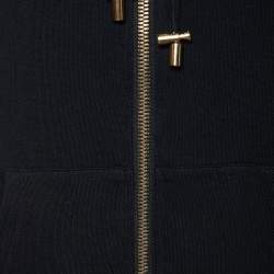 Pre Owned Balmain Black Tiger Printed Cotton Knit Hooded Sweat Jacket XS