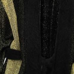 Pre Owned Balmain Black Lurex Velvet Belted Cardigan S