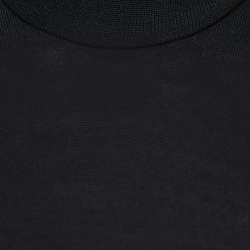 Balmain Black Wool High Neck Off Shoulder Dress M