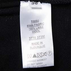 Balmain Black Wool High Neck Off Shoulder Dress M