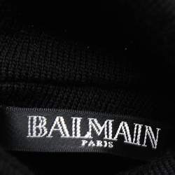 Balmain Black Wool High Neck Off Shoulder Dress M