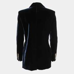 Pre Owned Balmain Dark Blue Velvet Shawl Lapel Blazer M