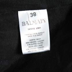 Pre Owned Balmain Dark Blue Velvet Shawl Lapel Blazer M