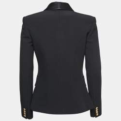 Balmain Black Crepe Shawl Collar Double Breasted Blazer M
