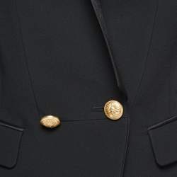 Balmain Black Crepe Shawl Collar Double Breasted Blazer M