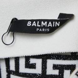 Balmain White/Black Monogram Lurex Knit Mini Skirt S