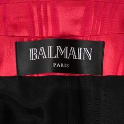 Pre Owned Balmain Hot Pink Jacquard Double Breasted Blazer S