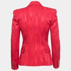 Pre Owned Balmain Hot Pink Jacquard Double Breasted Blazer S
