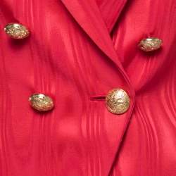 Pre Owned Balmain Hot Pink Jacquard Double Breasted Blazer S