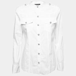 Balmain White Cotton Button Detail Full Sleeve Shirt M