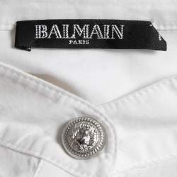 Balmain White Cotton Button Detail Full Sleeve Shirt M