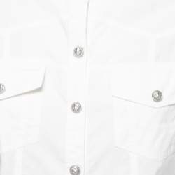 Balmain White Cotton Button Detail Full Sleeve Shirt M