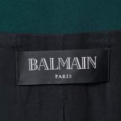 Balmain Dark Green Crepe Double Breasted Tailored Blazer M