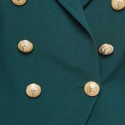 Balmain Dark Green Crepe Double Breasted Tailored Blazer M