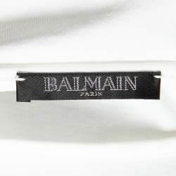 Pre Owned Balmain White Logo Printed Cotton Knit Sleeveless T-Shirt S