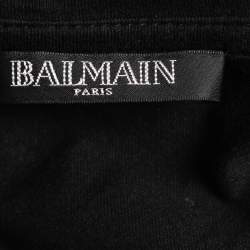 Pre Owned Balmain Black Studded Cotton Half Sleeve T-Shirt S