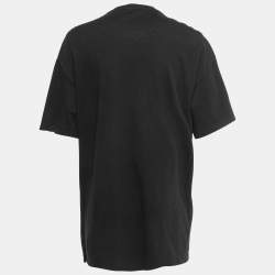 Pre Owned Balmain Black Studded Cotton Half Sleeve T-Shirt S