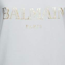 Balmain White Logo Printed Cotton Button Detailed Sleeveless T-Shirt M