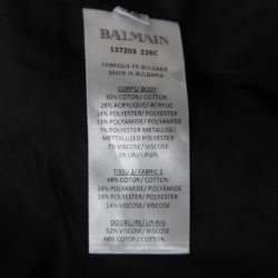 Balmain Black/White Tweed Double Breasted Blazer L