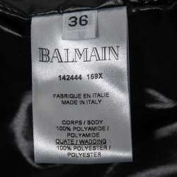 Pre Owned Balmain Black Nylon Multi Pocket Drawstring Hooded Jacket S