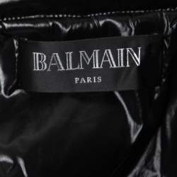 Pre Owned Balmain Black Nylon Multi Pocket Drawstring Hooded Jacket S