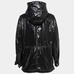 Pre Owned Balmain Black Nylon Multi Pocket Drawstring Hooded Jacket S